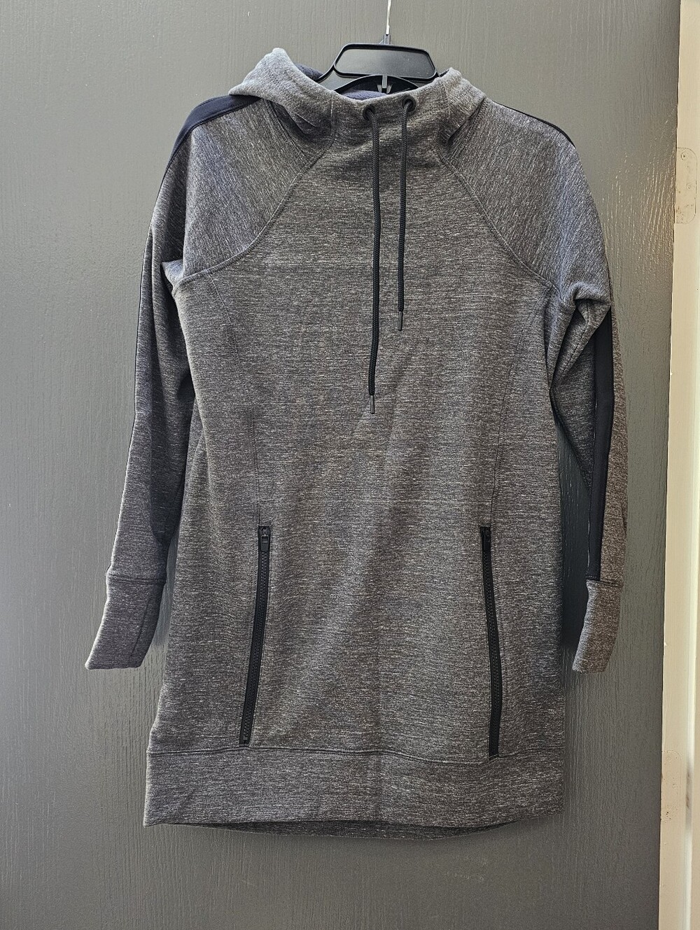 Athleta Gray Hooded Fleece Tunic Sweatshirt XS
